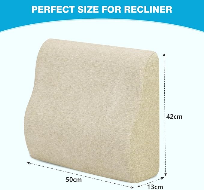 TANYOO Back Support Pillow for Recliner Dual Layer Lumbar Support Pillow with Gel Memory Foam Ergonomic Orthopedic Lumbar Cushions for Elderly Lower Back Pain Relief Washable Cover Khaki
