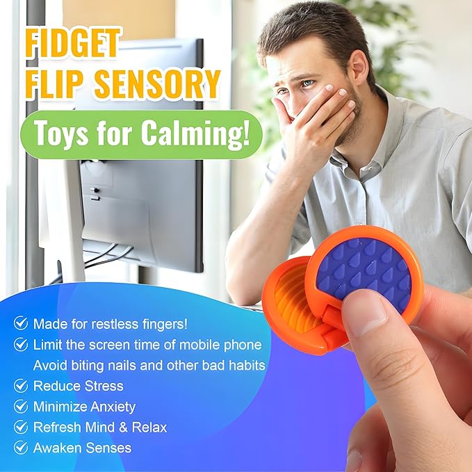 Fidget Toys Adults, Sensory Toys for Kids with Autism, Anxiety Relief Items for ADHD Stress Relief, Fun Fidgets for Teens Textured & Flip Slider - Treasure Box Toys for Classroom (6pcs)