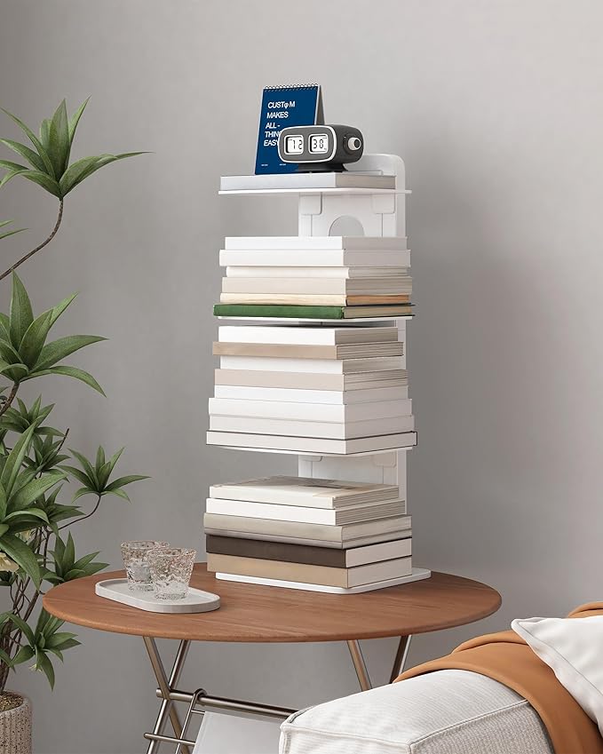 UMDONX Desktop Bookshelf Organizer Large Capacity Standing Desk Storage Rack for Books, Notebooks, Office Supplies & Decor – Easy to Assemble Space-Saving Book Organizer for Home & Office White