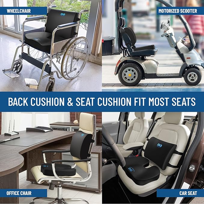 Everlasting Comfort Doctor Recommended Memory Foam Seat Cushion for Office Chairs & Car Seat - Ergonomic Office Desk Accessories for Tailbone Pain Relief, Sciatica & Back Support