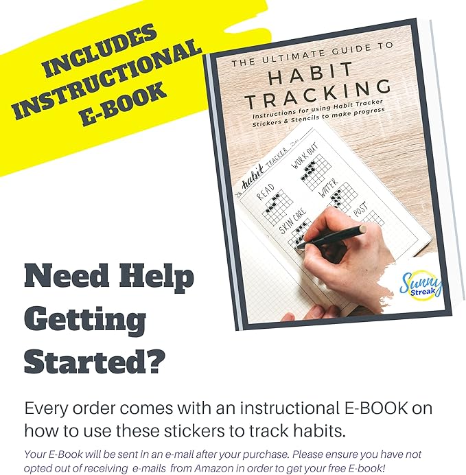 Habit Tracker Planner Stickers - x24 Sheets Habit Stickers - Journaling Supplies to Track Water, Sleep, Goals, Productivity, Gratitude, Mood and More - Weekly & Monthly Habit Trackers