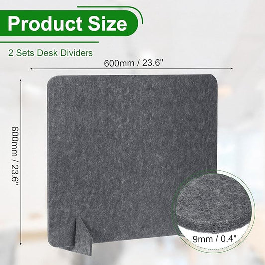 PATIKIL Desk Divider, 2 Set 24 x 24 Inch Acoustic Freestanding Desk Divider Desk Privacy Panel with 4 Pcs Support Feet for Library Office Workstation, Dark Grey