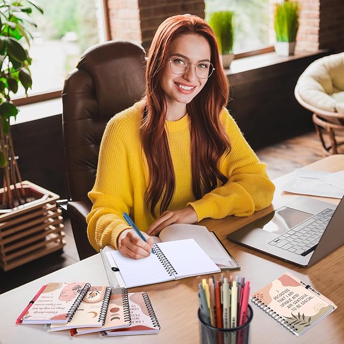 Kosiz 96 Pcs/48 Set Positive Affirmation Gifts Gratitude Spiral Notebooks with Pens Motivational Encouragement Notepads Daily Affirmations Journal for Women (Rainbow)