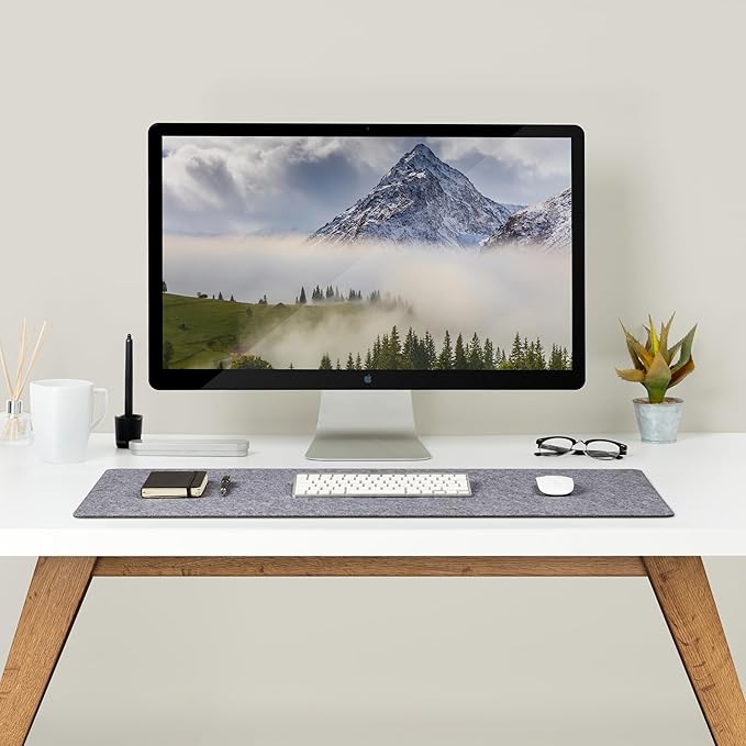 Premium Felt Desk Mat | Large 15.75" x 36" | Multifunctional Desk Pad for Home Office | Mid Gray