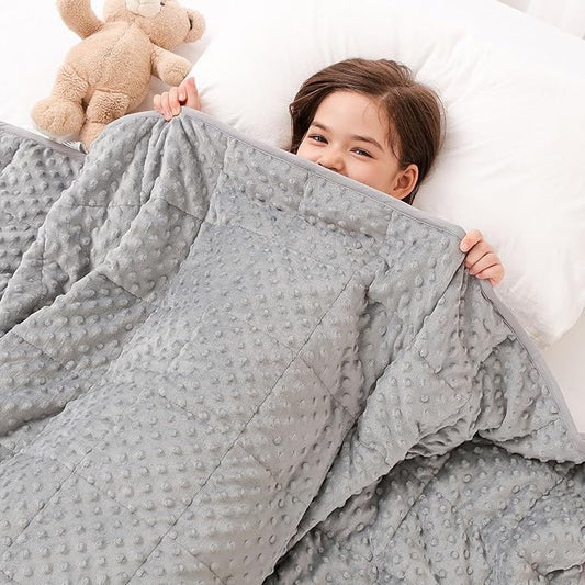 Kivik Weighted Blanket 7lbs, Small Minky Dotted Blankets, Soft Heavy Blanket Throw, Machine Washable, 41 x 60 Inches Grey