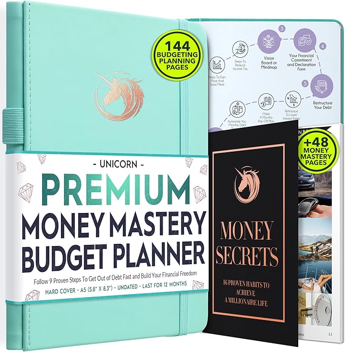Financial Planner - Monthly Budget Planner & Monthly Bill Organizer | A 12-Month Journey to Financial Freedom | Bill Payment Tracker Organizer, Debt, Expense Tracker & Money Saving with Pockets
