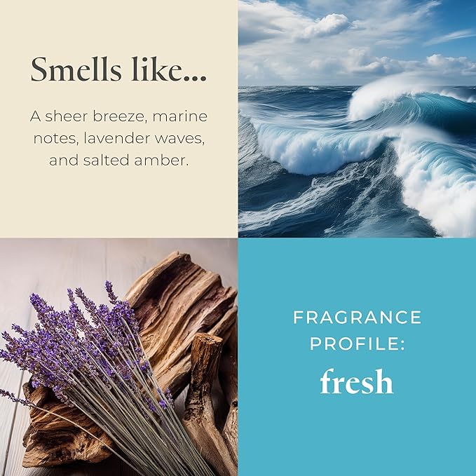 PartyLite Ocean Lavender Scented, Notes of Vanilla Sea Salt, Driftwood, Sea Moss, Patchouli & Eucalyptus, 13.2oz 3-Wick Jar Candle, 45 Hour Burn Time, Luxurious Fragrance, Ideal for Gifting