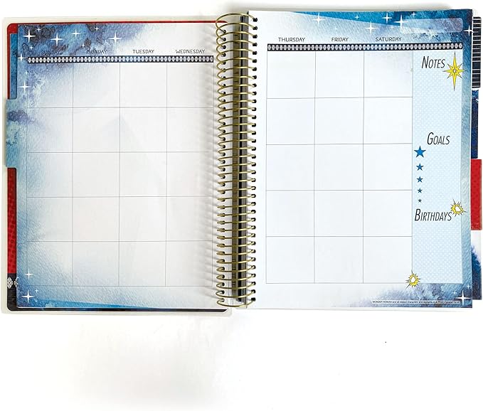 Paper House Productions DC Comics Wonder Woman 12 Month Undated 9.5" Planner with Month and Event Flag Stickers