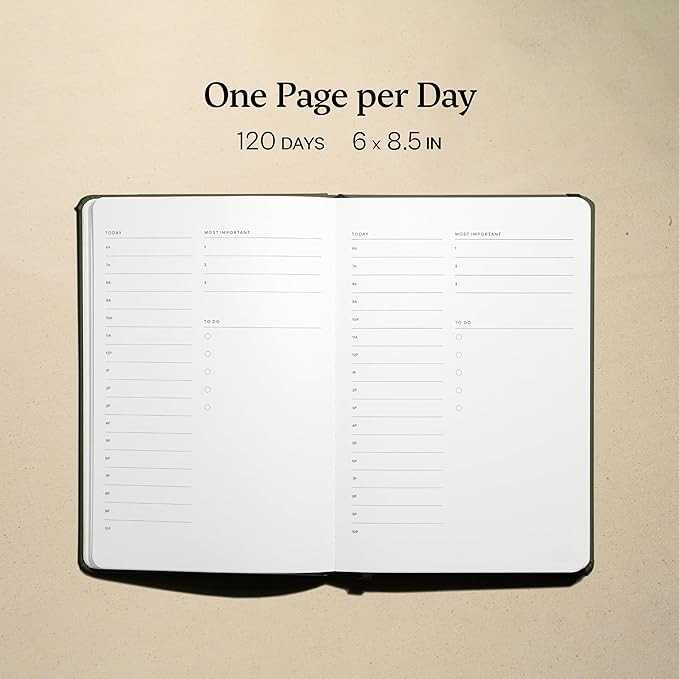 Undated Daily Planner for Productivity & Work – Hardcover, 120 Days, with Habit Tracker & Goal Setting. Monthly, weekly & daily work planner. Start Anytime (Forest)