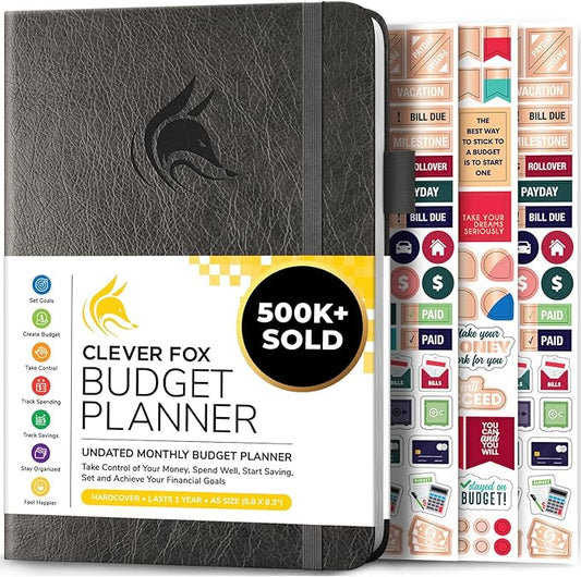 Clever Fox Budget Planner - Expense Tracker Notebook. Monthly Budgeting Organizer, Finance Logbook & Accounts Book, Bill Tracker, A5 (Dark Grey)