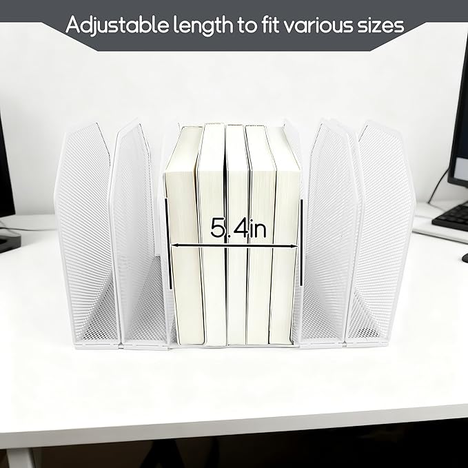 Adjustable Desk File Organizer,Detachable Office Folder Organizer,Compact Vertical Desk File Holder,Wrought Iron Paint,Suitable for Home, School, Office Classrooms (White - 7 grids)