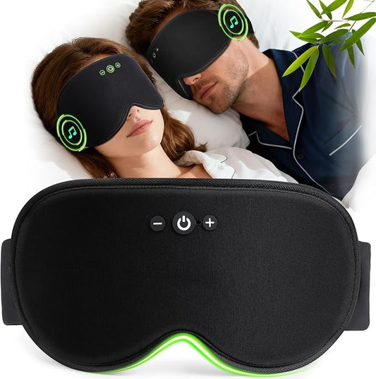 3D Sleep Headphones with Bluetooth 5.4 Sleep Mask, Bamboo Cotton Music Wireless Bluetooth Eye Mask for Sleeping, Earphones HD Speaker Microphone for Travel, Gifts for Men Women, Removable