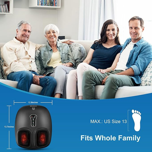 COMFIER Shiatsu Foot Massager with Heat,Vibration,Rolling Compression,Feet Massager for Plantar Fasciitis,Neuropathy Pain,Home Office Use,Fits Size up to 13IN,Gifts for Dad,Mom