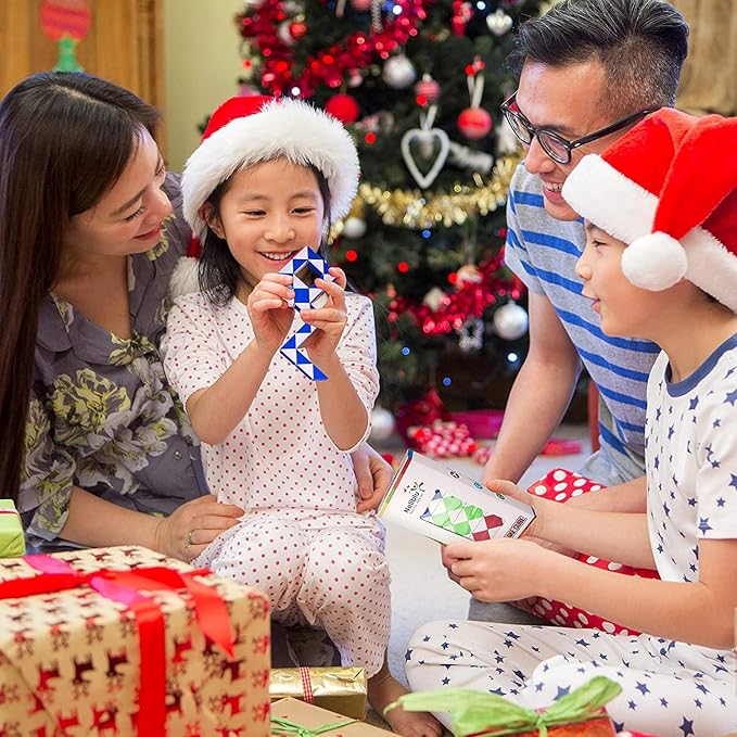Neliblu Sensory Fidget Snake Cube Twist Puzzles - Stocking Stuffers - Bulk Pack of 3 Assorted Colors