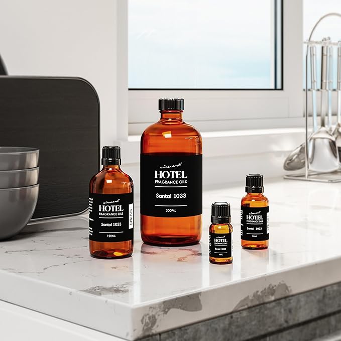 AirScent Santal Diffuser Oil No. 1033 - Santal-33 Inspired Perfume Dupe - Premium Fragrance Oil Blend for Ultrasonic and Waterless Diffusers and Crafting - 10 mL, 0.34 fl oz Glass Bottle with Dropper