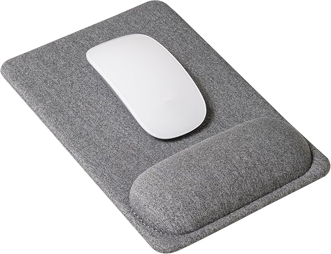 SenseAGE Compact Ergonomic Mouse Pad with Wrist Support, Pain Relief, Non-Slip Base, Optimized Tracking Surface, Lightweight & Portable, Ideal for Office, Home & Travel, 8.9 x 6.1 in (Grey)