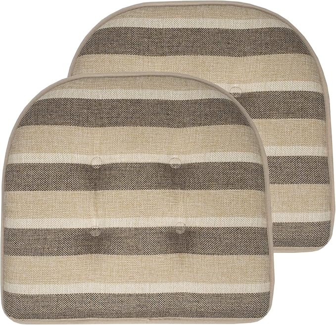 Chair Cushion Memory Foam Pads Tufted Slip Non Skid Rubber Back U-Shaped 17" x 16" Seat Cover, (Pack of 3)