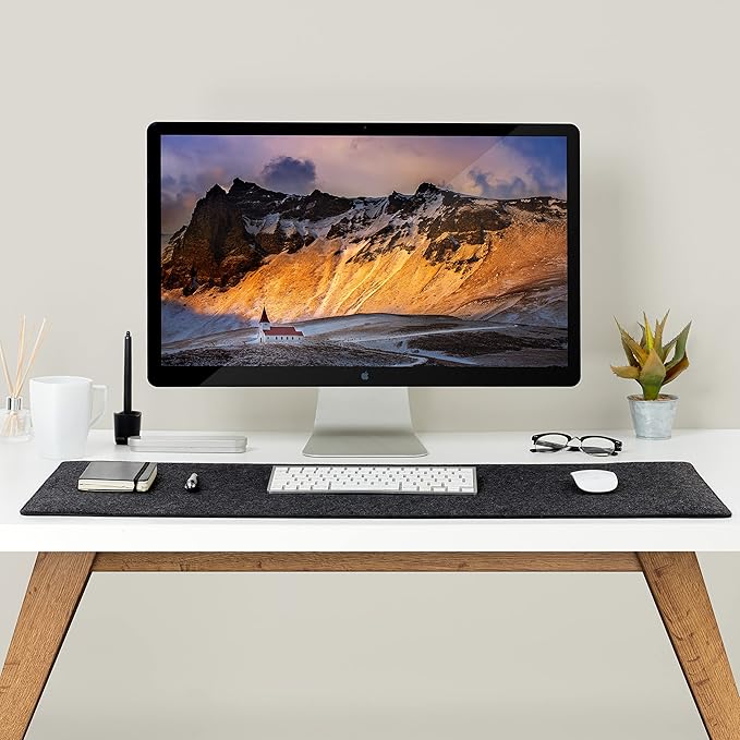 Premium Felt Desk Mat | Large 15.75" x 36" | Multifunctional Desk Pad for Home Office | Dark Gray