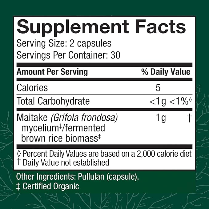 Host Defense Maitake Capsules - Immune & Cellular Health Support Supplement - Dietary Herbal Supplement with Maitake Mushroom & Mushroom Mycelium - 60 Capsules (30 Servings)*