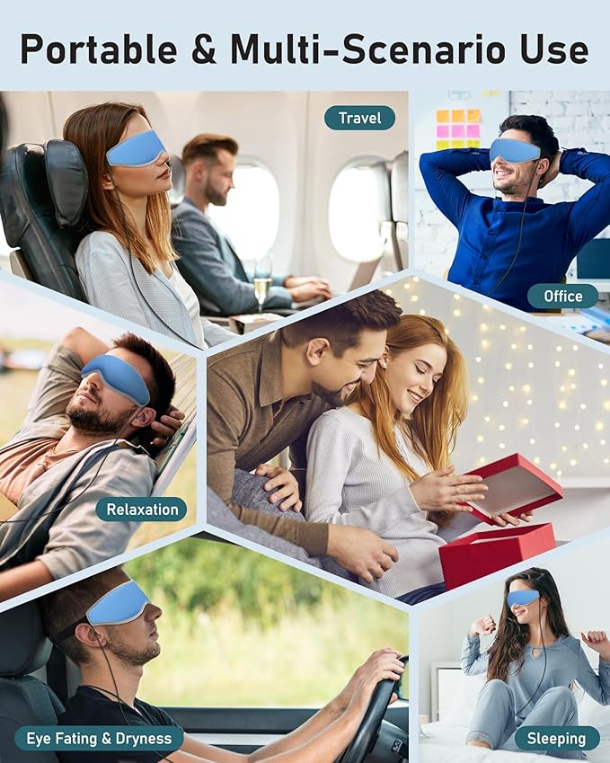 Heated Eye Mask Warm Eye Compress for Dry Eyes - USB Electric Heat Eye Mask Heating Pad for Dry Eye Relief, Stye, Blepharitis, Improve Sleep