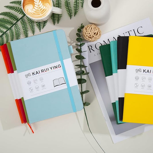 KaiRuiYing Lined Journal Notebook, 160 Pages, 5.5'' × 8.6'' A5 Size, College Ruled, 100 GSM Thick Paper, Leather Hardcover Bullet Journal for Men & Women Available for Writing, Work, Office, Diary and Back to shcool
