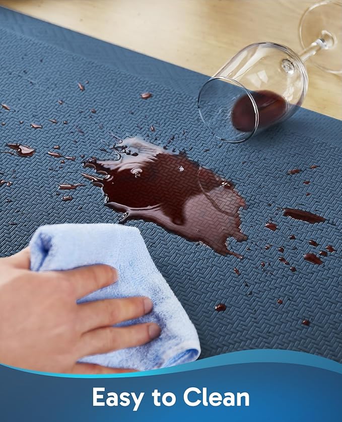 Ophanie Kitchen Mats for Floor, 3/4 Inch Thick Kitchen Rugs, Anti Fatigue Standing Cushioned Mat, Waterproof,Comfort Ergonomic Mat for Office, Home, Sink, 20''x39'' Blue Non-Slip Bottom