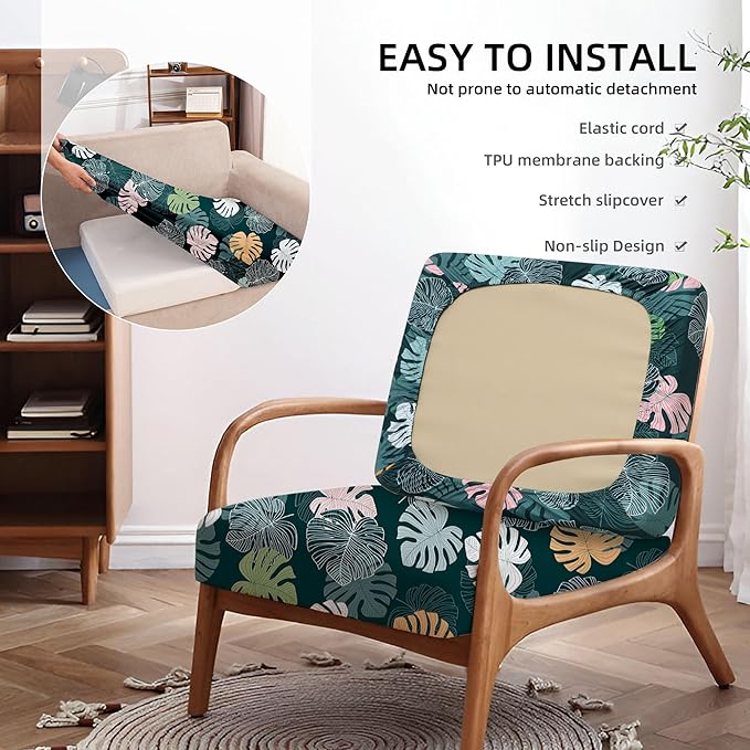 8Pcs Stretch Patio Cushion Covers Waterproof Outdoor Cushion Covers Patio Couch Cover Slipcovers, for Outdoor Furniture Protector Covers Replacement(Cover Only) (Greenery)