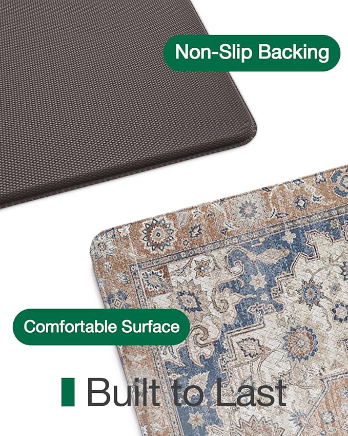 LUMI Kitchen Mat Anti Fatigue Cushioned, Memory Foam Padded Standing Rug Waterproof, Non Slip Comfort Floor Runner for Home, Sink, Laundry, Office, 24"x87", Terracotta