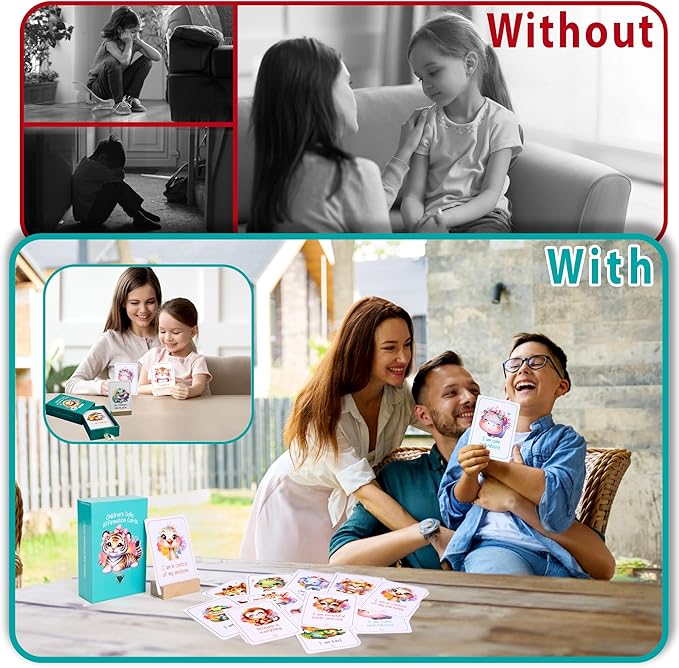 BHW- Daily Positive Affirmations Cards for Kids Mindfulness Skills Positive Messages Inspirational Card Mindful Kids Cards Kindness Notes Kid Affirmation Meditation Cards for Teens 52Pcs