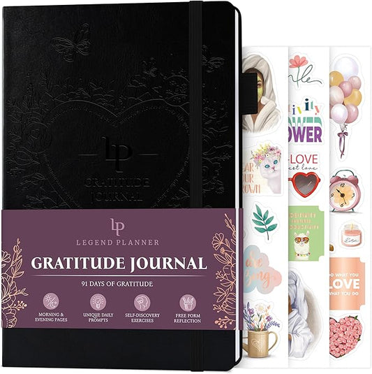 Legend Gratitude Journal – Guided Daily Journal to Foster Positivity & Happiness – Grateful Notebook to Write In – Inspirational Affirmation & Thankful Notebook – Hardcover (Black)