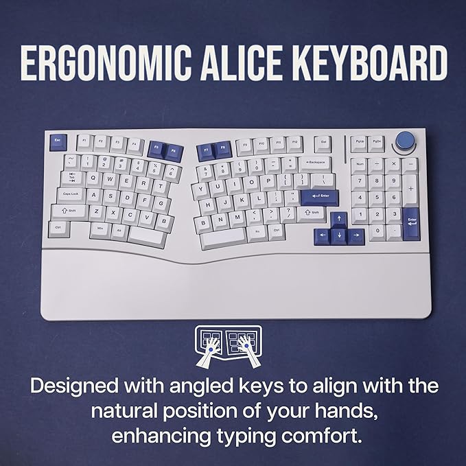 Feker Alice98 Ergonomic 98 Keys Custom Mechanical Keyboard, VIA Programmable, USB-C Wired Gaming Keyboard, Hot Swappable, 5 Layer Paddings, Control Knob, NKRO, RGB for Win/Mac (White)