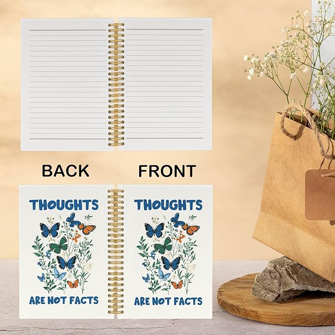 Psychology Therapist Gifts Journal Notebook, Mental Health Therapy Office Supplies, School Counselor Vintage Butterfly Hardcover Spiral Notebook 5.5x8.3 Inch