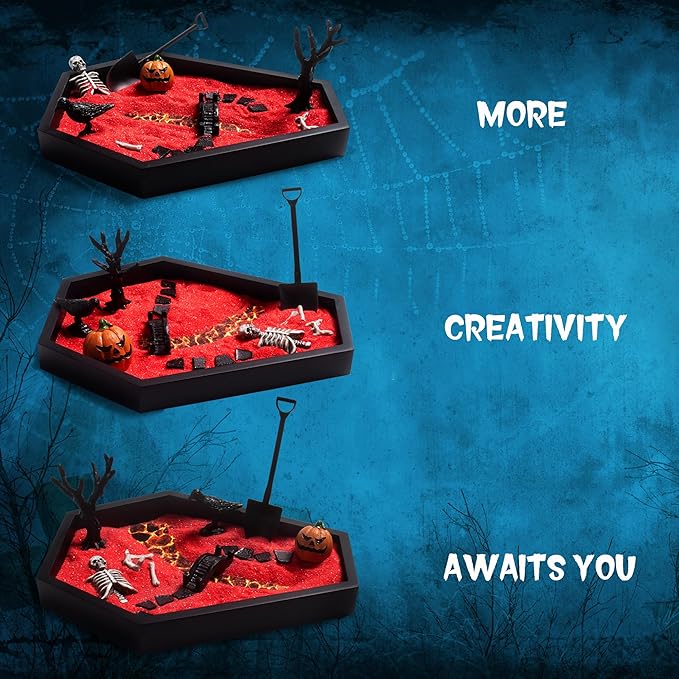 Coffin Zen Garden for Desk 7" x 9" Mini Zen Garden Kit Accessories for Office Coffin Spooky Decor Tray Spooky Gifts Gothic Decor Gifts for Man Women