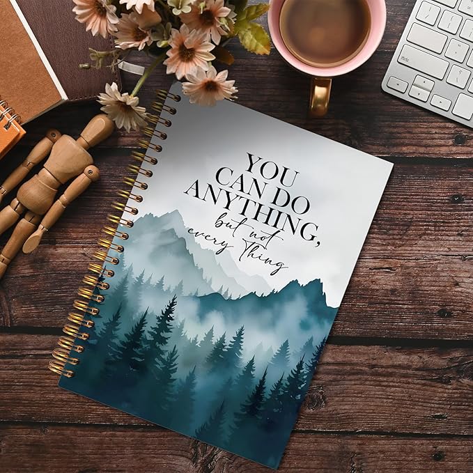 Forest Inspirational Notebook, Motivational Quote Journaling Notebook, Positive Journal for Women Men, You Can Do Anything But Not Everything Spiral Notebooks 5.5x8.3 Inch