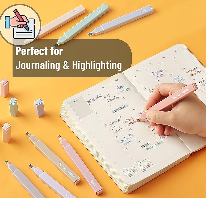 Mr. Pen- Aesthetic Highlighters, 16 pcs, Chisel Tip, Morandi Colors, No Bleed Bible Highlighter Pastel, Assorted Colors, Cute