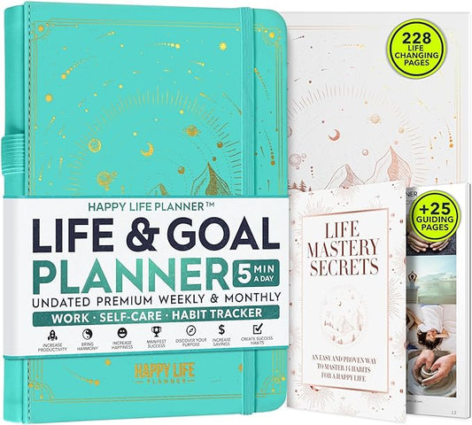 Life Mastery Planner - A 12 Month Journey to Crush Your Goals, Increase Productivity, Passion, Success & Happiness - Weekly & Monthly Life Planner, Habit-Tracker, Gratitude Journal & Organizer, A5