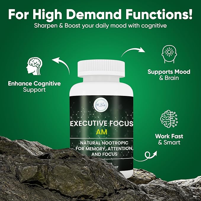 12-in-1 Natural Nootropic Brain Supplement for Memory and Focus, Nootropic for Men & Women, Brain Support Pill for Adults, Brain Vitamins - Focus 30 Day Supply
