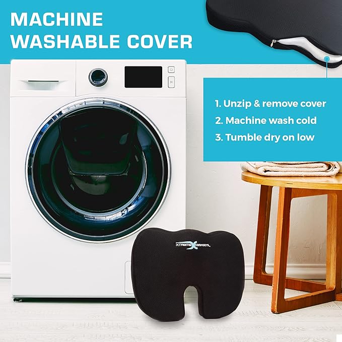 Xtreme Comforts Seat Cushions | Office Chair Cushions for Desk, Car, Wheelchair| Ergonomic Memory Foam Seat Cushion for Support & Comfort | Helps Improve Sitting Posture for Work & Body Relief