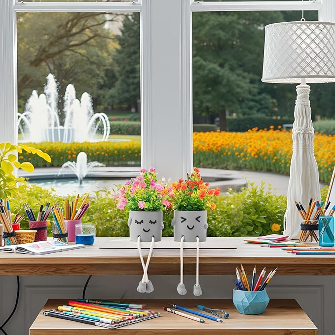 Lifelike Artificial Plants with Creative Pots, Realistic Faux Greenery for Home, Office, Bathroom, Bedroom, Kitchen, and Desk Decor, Long-Lasting Maintenance-Free DecorHome Office