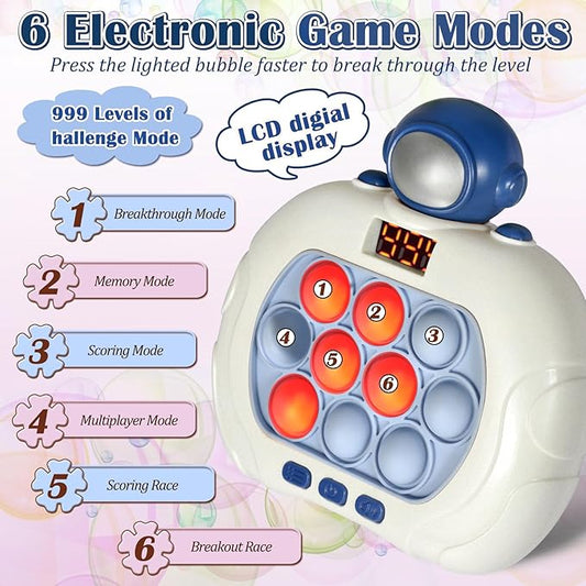 Pop Game Light Up Fidget Toy for Kids 5-7 & 8-12, Handheld Puzzle Game Sensory Toys with LED Screen, for Kids Ages 3-12 (Astronaut)