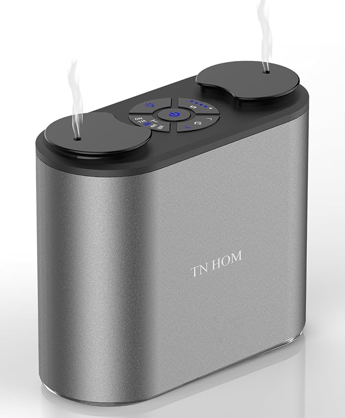 Waterless Essential Oil Diffuser - Portable Nebulizer Aroma Diffuser Battery Operated Cordless, No Water Oils Aromatherapy Diffuser, Luxury Scents Diffuser Electrico for Car Home Hotel (Grey)