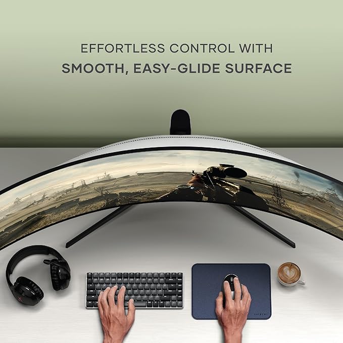 Satechi Vegan-Leather Mouse Pad, Ergonomic, Reversible, Scratch and Water Resistant, Easy to Clean, for Office and Home, 9.8" x 7.5" x 0.14" - Blue