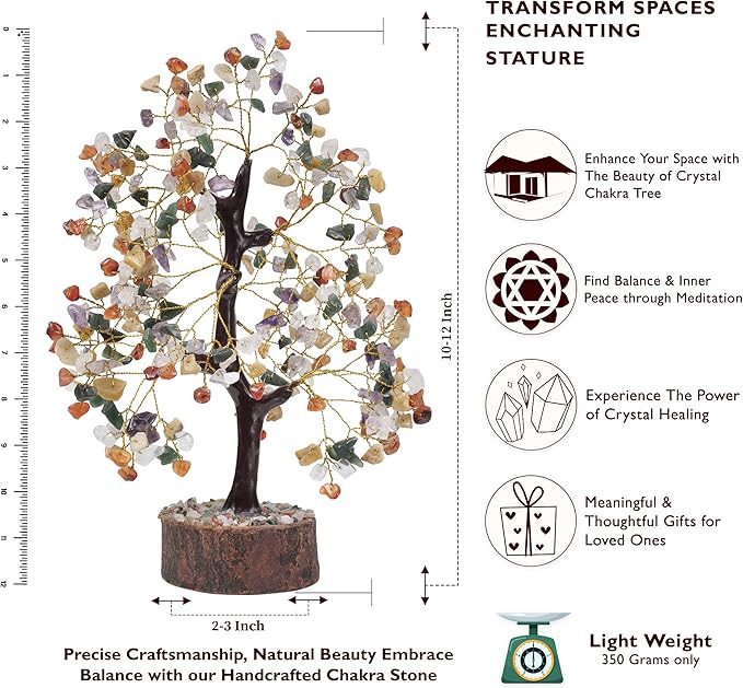 FASHIONZAADI Premium Crystal Tree of Life – 7 Chakra Tree for Healing, Positive Energy, Luck & Manifestation – – Ethically Handcrafted Gifts for Women, Spiritual Gifts for mom