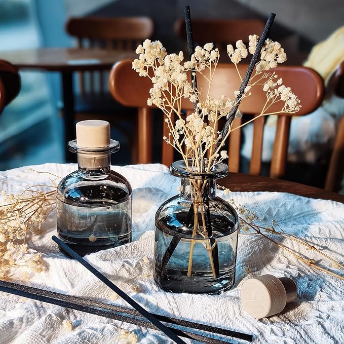 Brakula 2 Pack Reed Diffuser, White Jasmine+Lavender Vanilla (3.38 fl oz Each Pack), Home Fragrance with 12 Sticks, Shelf Decor, Reed diffusers for Home