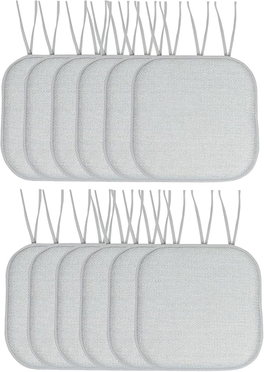Chair Cushion Memory Foam Pads with Ties Honeycomb Pattern Slip Non Skid Rubber Back Rounded Square 16" x 16" Seat Cover