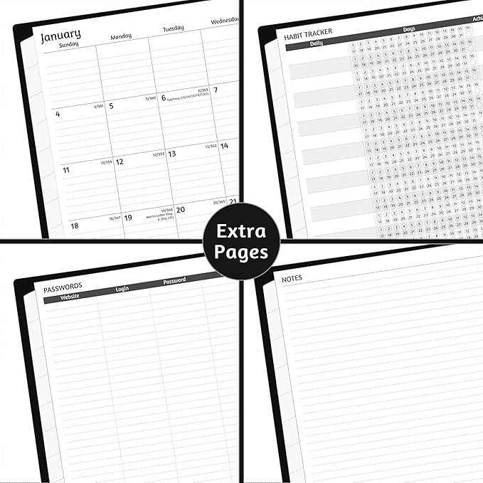 Monthly Planner 2026-2030, 5-Year Calendar Planner 2026-2030, Jan 2026 – Dec 2030, 8.5 x 11 In, Ruled Spread, Flexible Cover, Spiral Wirebound, Pocket, 60 Coated Monthly Tabs, Notes ＆ Habit Tracker, A4 Planner, Black