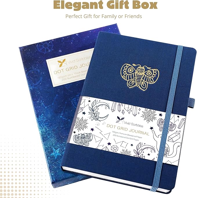 Dotted Journal – 160gsm Bleed Proof Thick White Paper – 200 Numbered Dot Grid Pages – 5.8 x 8.3 inch Bullet Dotted Notebook