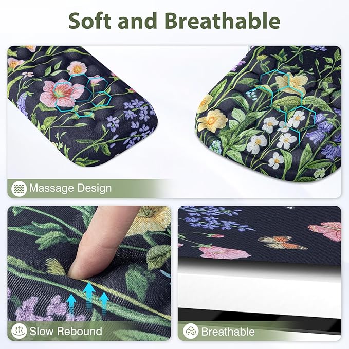 3 in 1 Ergonomic Mousepad with Wrist Rest, Gaming Keyboard Mouse Pad with Wrist Support Non-Slip Base Massage Design, Pain Relief (Butterfly)