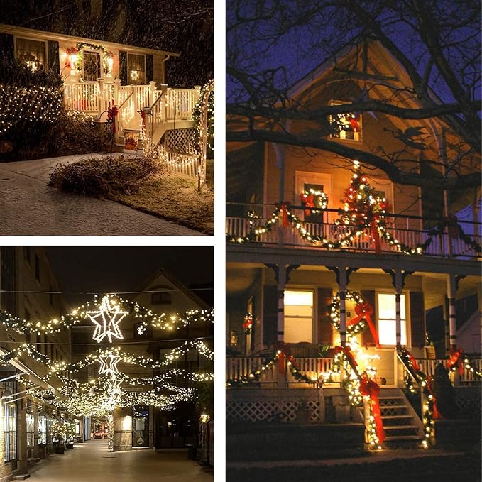 (Warm White ⇋ Cool White) 66Ft 200LED Fairy Lights Plug in with Remote, Waterproof String Lights Outdoor & Indoor 8 Modes with Timer, LED Twinkle Light for Girl's Room Halloween Christmas Decorations