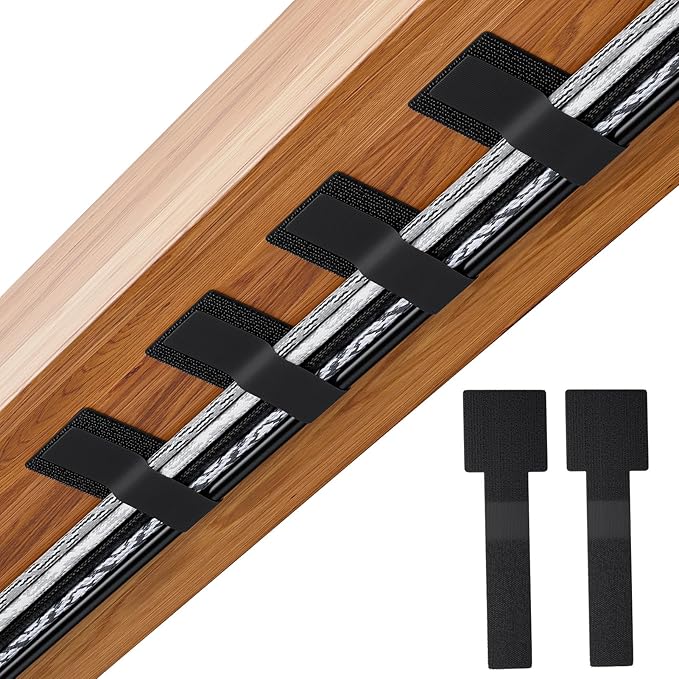 100pcs Hook and Loop Cable Ties, gliship Adhesive Wire Management, Adjustable Cable Straps Cord Wrappers Keeper Cord Holder, Sticky-back Cord Organizer for Kitchen Appliances at Office, Home - Black